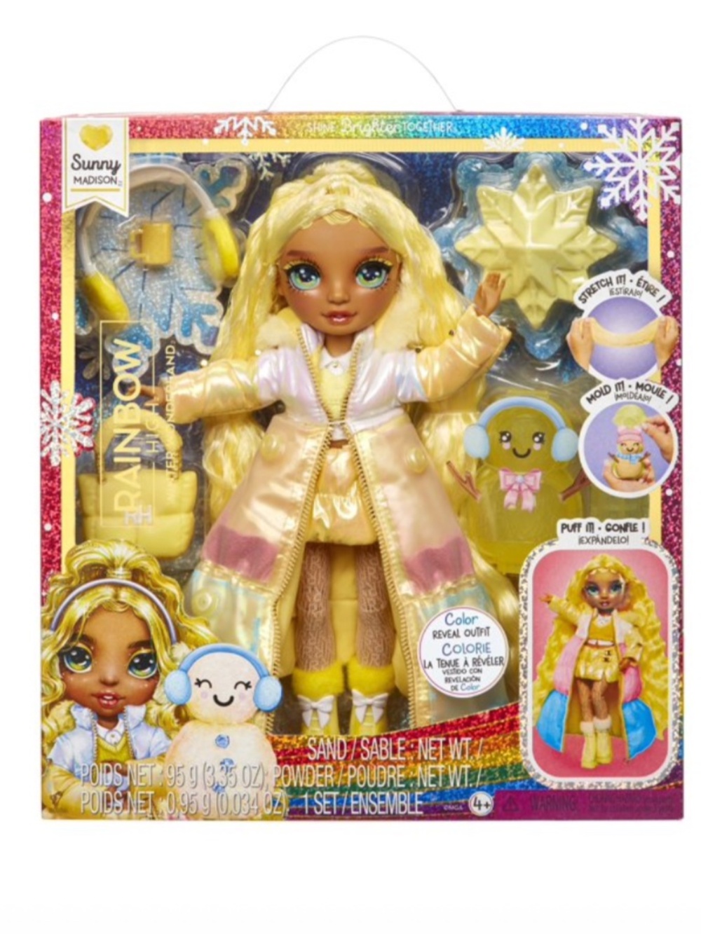 Rainbow High Winter Wonderland Sunny - Yellow 11” Fashion Doll with Magic Snow